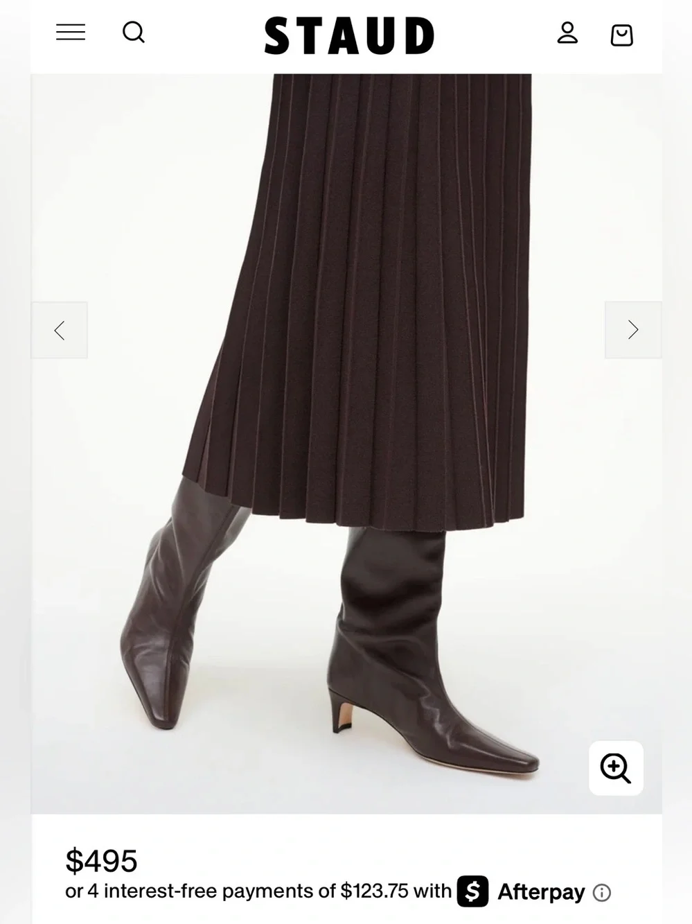 STAUD Dark Brown Pointed-Toe Knee-High Leather Boots
